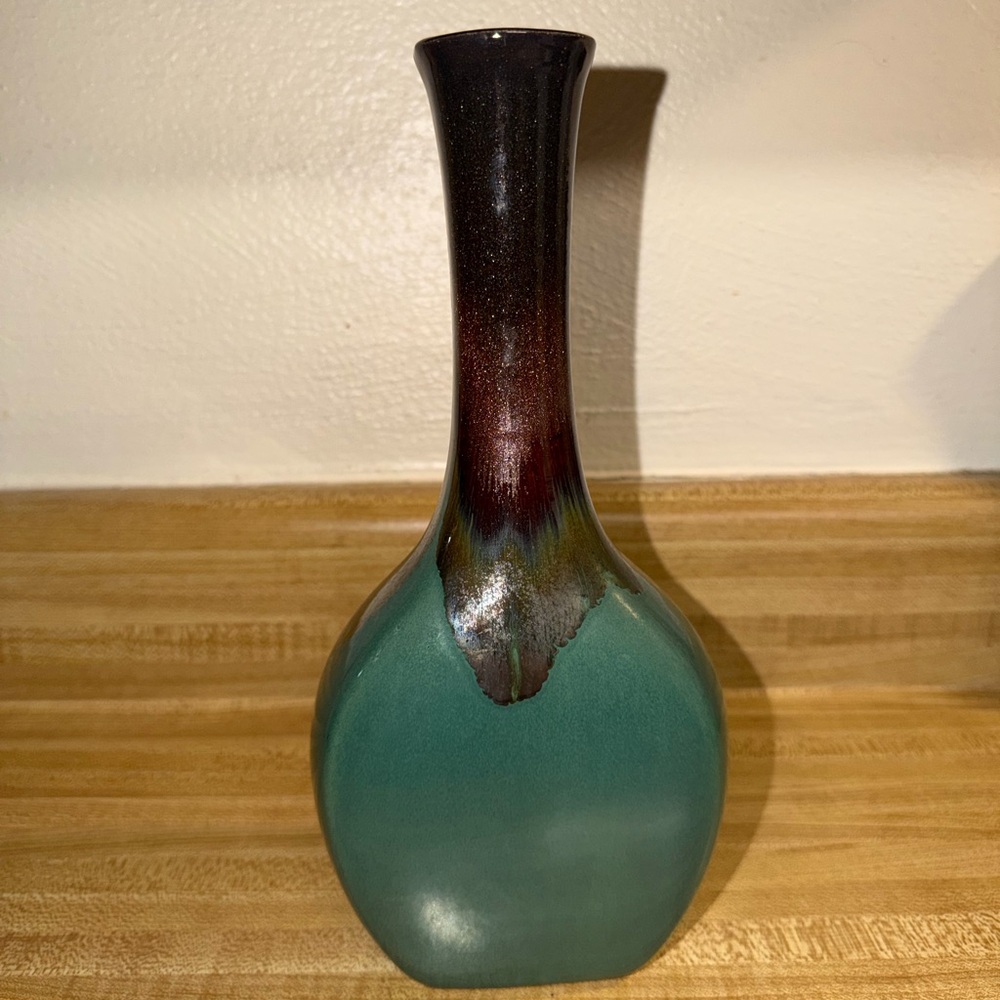 Teal and Burgundy Decorative Vase - Home Accents flower vase home decor